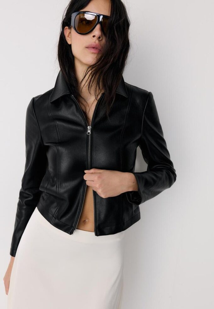 Taillierte Jacke in Lederoptik Taillierte Jacke in Lederoptik