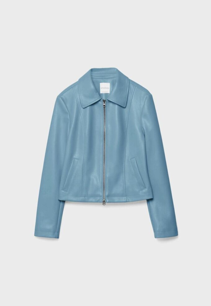 Taillierte Jacke in Lederoptik