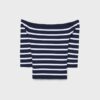 Taillierter gestreifter Strickpullover