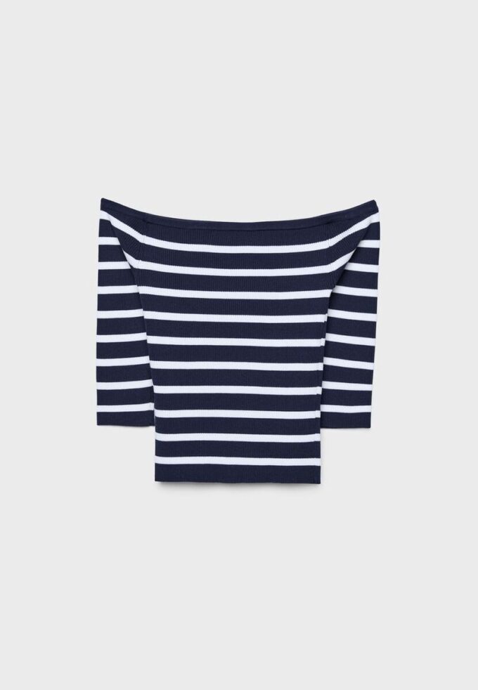 Taillierter gestreifter Strickpullover