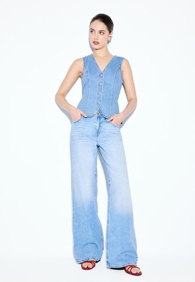 Tailliertes Denim-Oberteil Tailliertes Denim-Oberteil