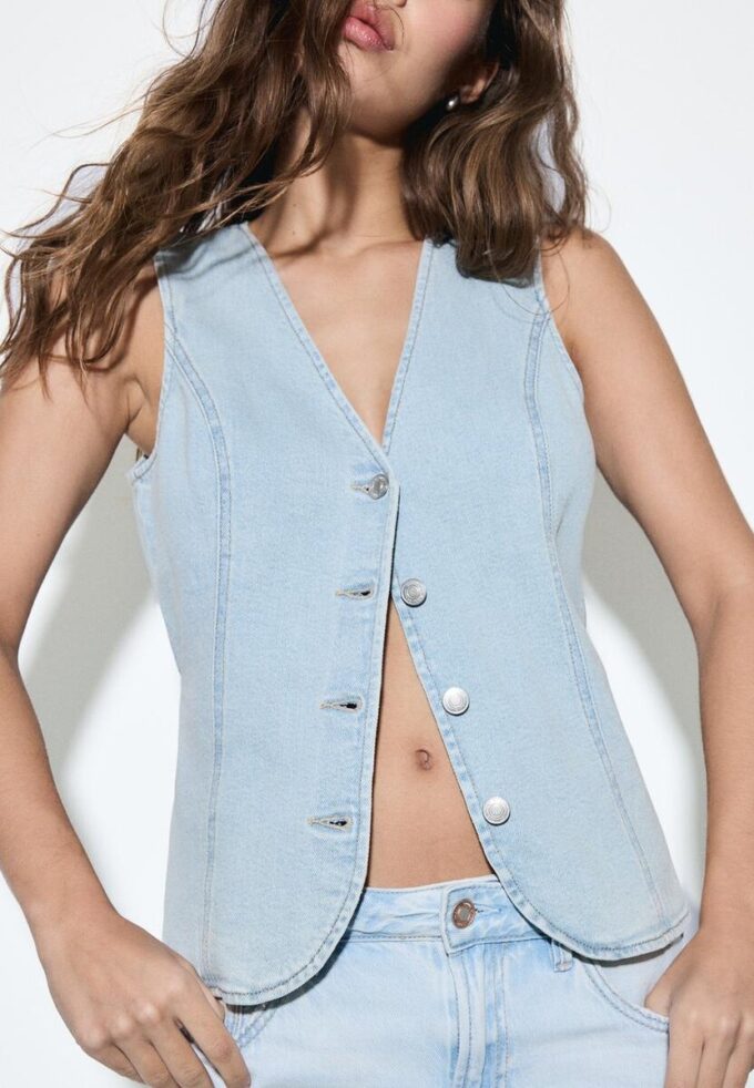 Tailliertes Denim-Oberteil Tailliertes Denim-Oberteil