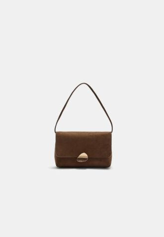 Tasche aus Kunstwildleder mit asymmetrischem Metallverschluss