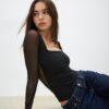 Tüll-Body mit quadratischem Ausschnitt
