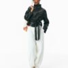 Trenchcoat mit hohem Kragen in Lederoptik Trenchcoat mit hohem Kragen in Lederoptik