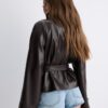 Trenchcoat mit hohem Kragen in Lederoptik