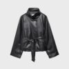 Trenchcoat mit hohem Kragen in Lederoptik Trenchcoat mit hohem Kragen in Lederoptik