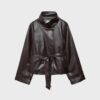 Trenchcoat mit hohem Kragen in Lederoptik