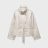 Trenchcoat mit hohem Kragen in Lederoptik