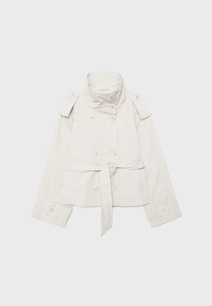 Trenchcoat mit hohem Kragen und Gürtel