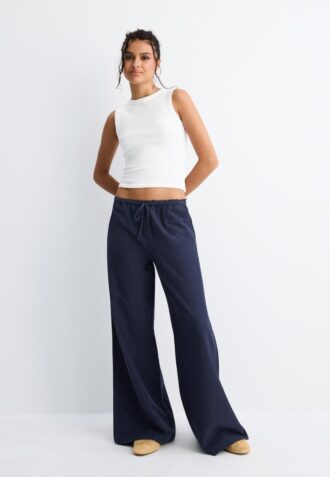 Wide Leg-Hose im Leinen-Look