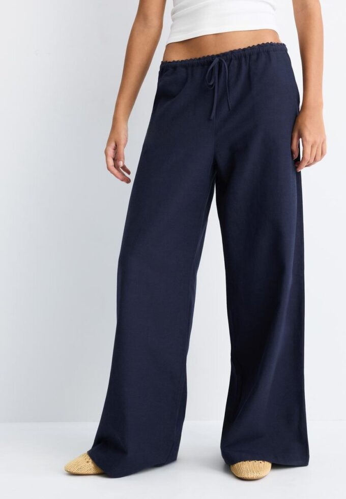 Wide Leg-Hose im Leinen-Look