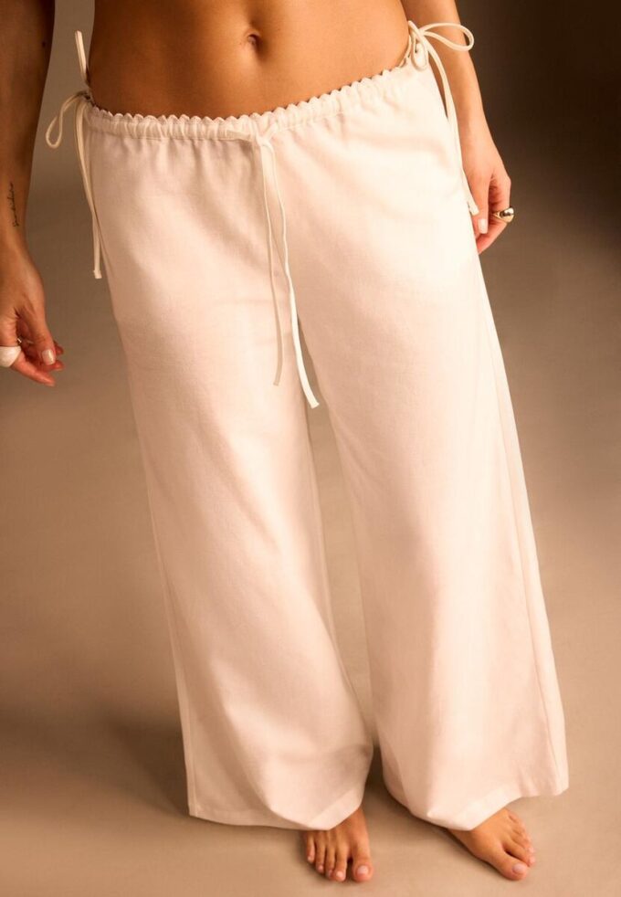 Wide Leg-Hose im Leinen-Look