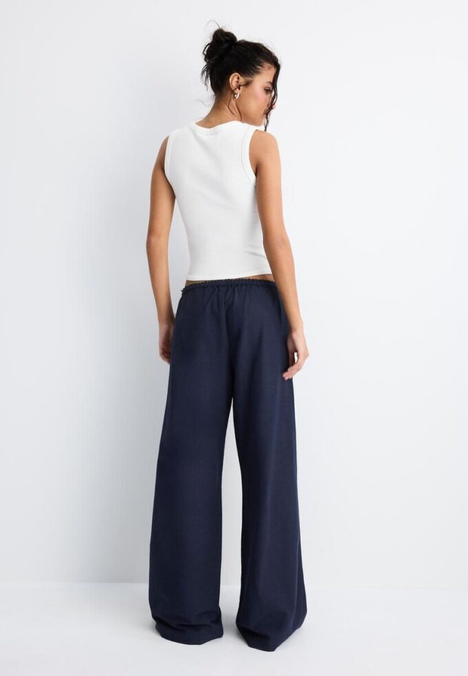 Wide Leg-Hose im Leinen-Look