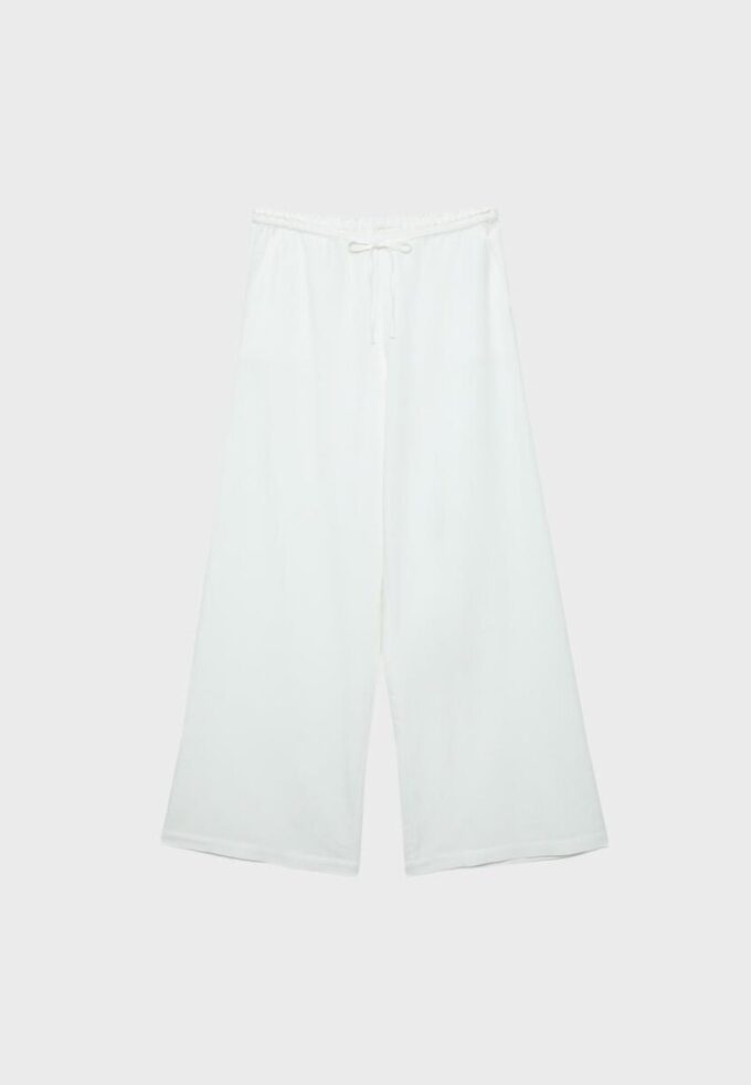 Wide Leg-Hose im Leinen-Look