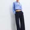 Wide Leg Hosen mit Schnallendetail