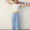 Wide Leg Hosen mit Schnallendetail