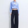 Wide Leg Hosen mit Schnallendetail