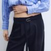 Wide Leg Hosen mit Schnallendetail