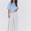 Wide Leg Plüschhose mit Zierdetails