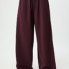 Wide Leg Plüschhose mit Zierdetails