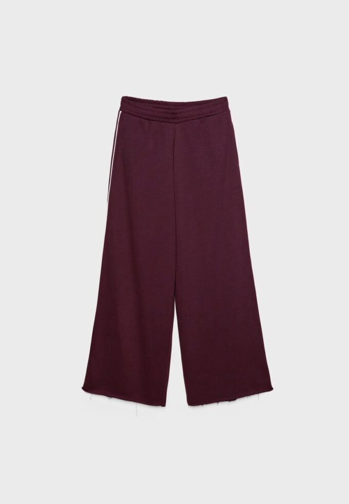 Wide Leg Plüschhose mit Zierdetails