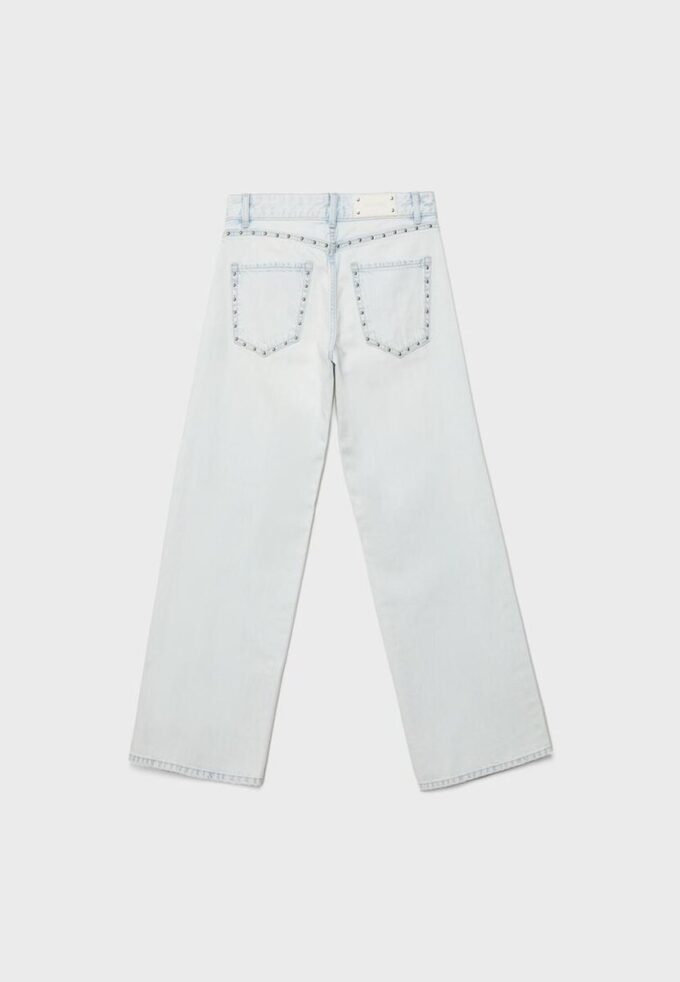 Wide Leg-Schnitt, lockere Jeans mit Nieten