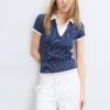 Zeilagiges Kurzarm-Polo-T-Shirt