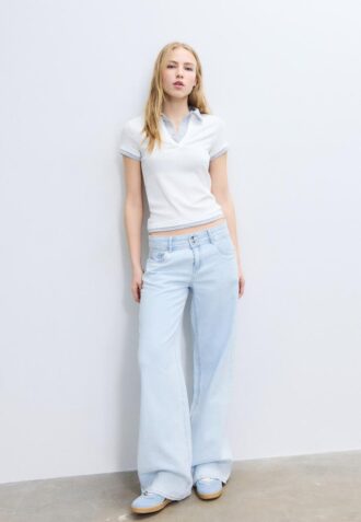 Zeilagiges Kurzarm-Polo-T-Shirt