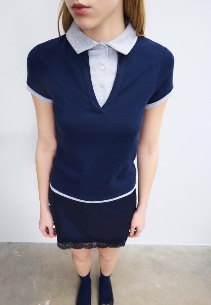 Zeilagiges Kurzarm-Polo-T-Shirt