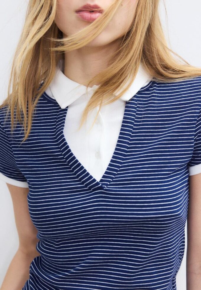 Zeilagiges Kurzarm-Polo-T-Shirt