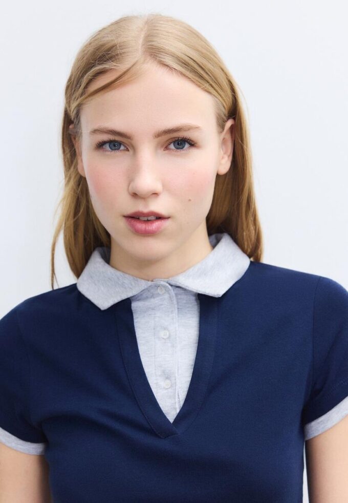 Zeilagiges Kurzarm-Polo-T-Shirt