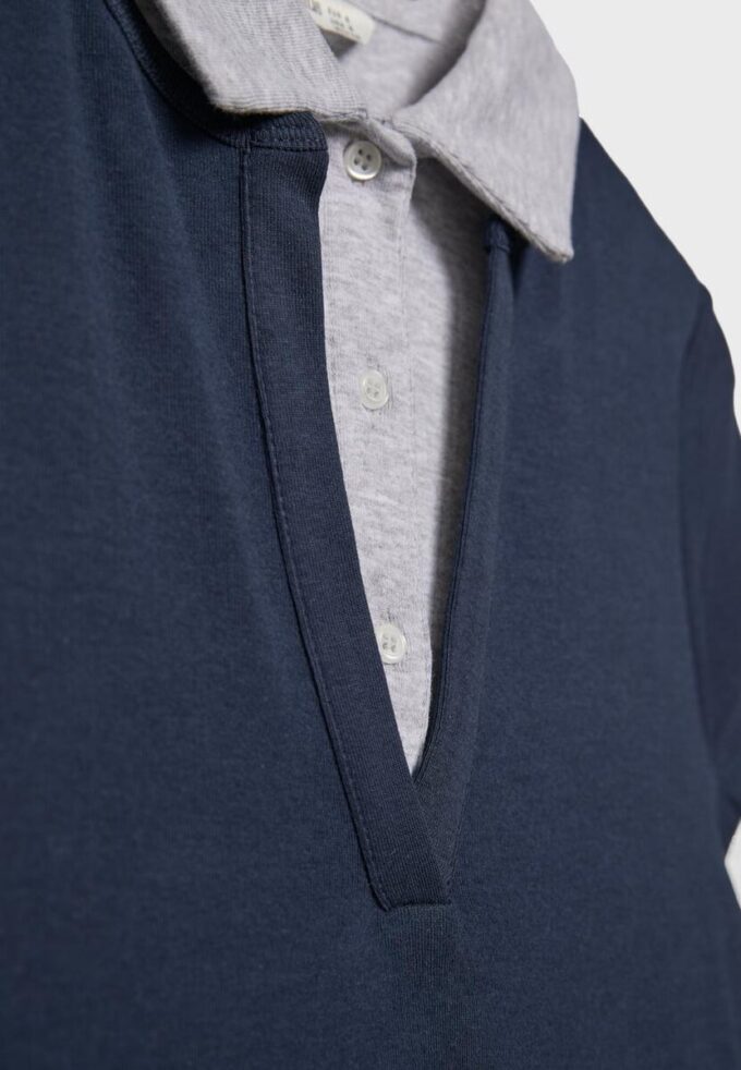 Zeilagiges Kurzarm-Polo-T-Shirt