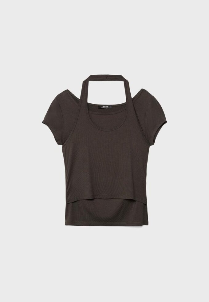 Zeilagiges Kurzarm-T-Shirt