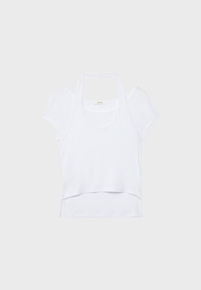 Zeilagiges Kurzarm-T-Shirt