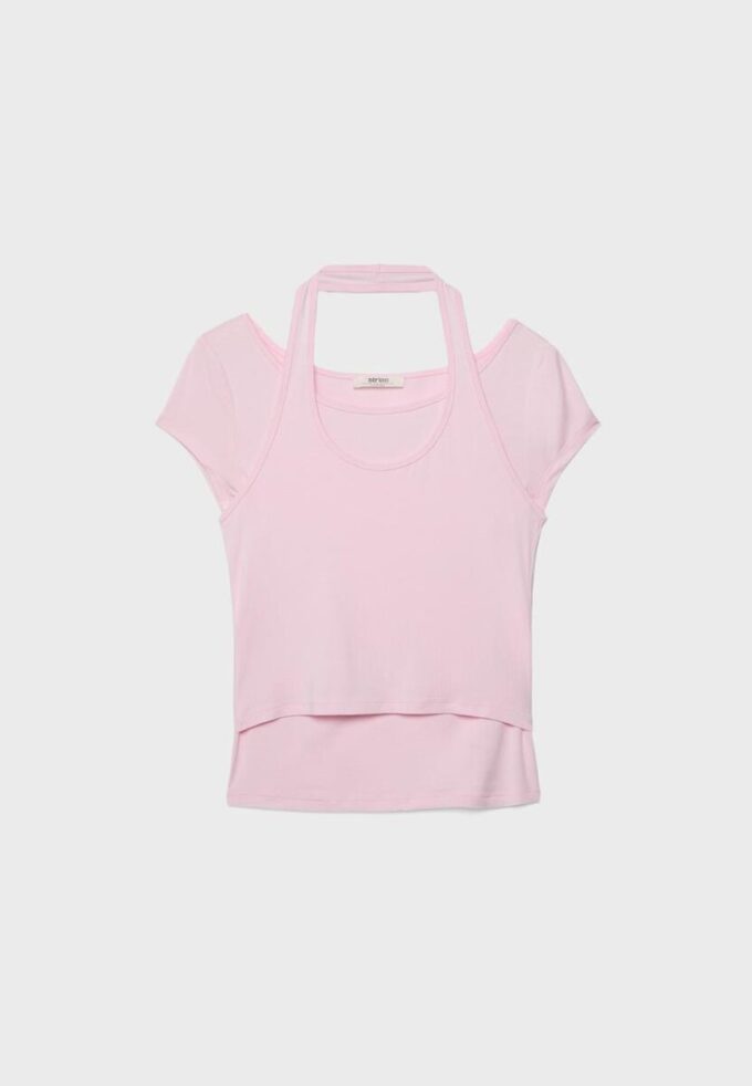 Zeilagiges Kurzarm-T-Shirt